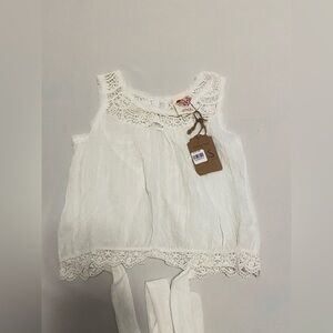 NWT KIDDO by Katie:Girls White Lace Sleeveless Top, S